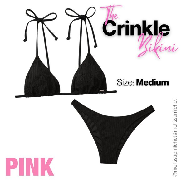 NWT PINK Victoria's Secret Crinkle Bikini - Picture 1 of 11